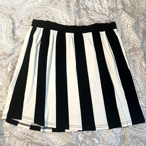 Black and white striped mini skirt.